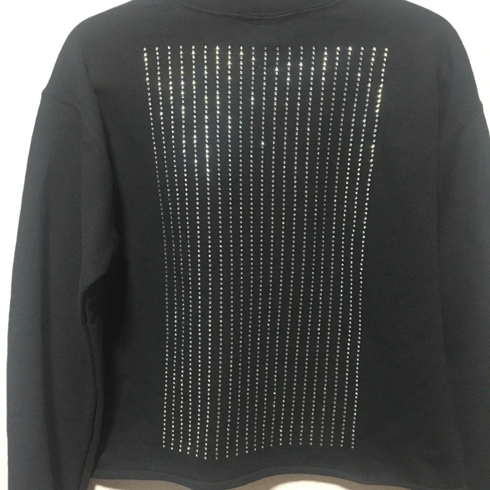 Y2k‎ Jacket Bedazzled Cardigan Rhinestone Zip Up Retro Euphoria Black